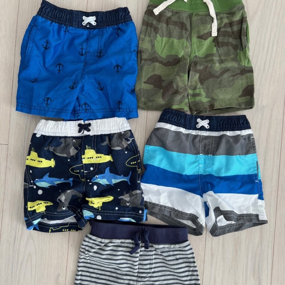 Set of 5 Boy's Toddler Shorts & Swim trunks Various 12-24 Months